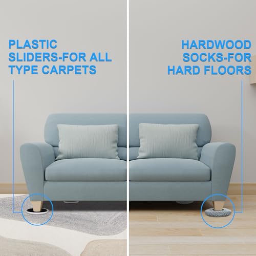 New Upgrade Furniture Sliders, Multi-Surface 3-in-1 Furniture Movers Sliders, Round Moving Pads with 8PCS 4.3" Carpet Sliders+4PCS Hard Floor Socks+1 Lifter, Protect Floor and Easily Move Furniture - size: 4.3in Round 8+4+1Pack