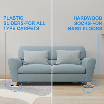New Upgrade Furniture Sliders, Multi-Surface 3-in-1 Furniture Movers Sliders, Round Moving Pads with 8PCS 4.3" Carpet Sliders+4PCS Hard Floor Socks+1 Lifter, Protect Floor and Easily Move Furniture - size: 4.3in Round 8+4+1Pack