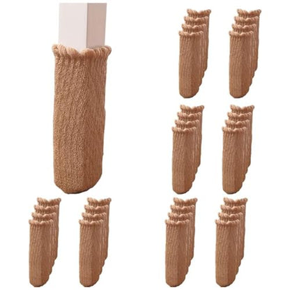 32Pcs Chair Leg Floor Protectors Knitted Furniture Foot Covers Non-Slip Wear-Resistant Noise Reduction Chair Cover Cap Solid Color Set - color: Style 5-khaki