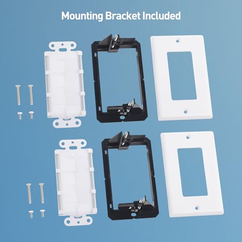 Cable Matters 2-Pack 1-Gang Wall Cable Pass Through, Brush Wall Plate with Bracket, InWall Cable Management Solution for Home and Office, White