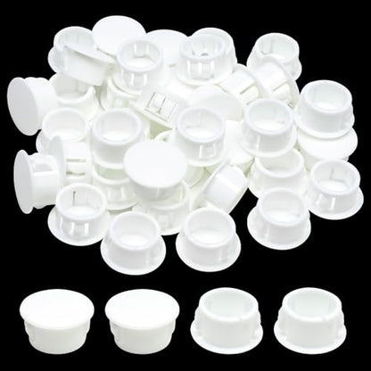 5/8 In/16 mm White Plastic Hole Plugs, Snap in Locking Round Hole Panel Plugs Fastener Covers for Kitchen Cabinet Furniture Electric Box, Door Screw Hole Cover, Tube Pipe Choke Plug, 40PCS - style: 16mm (5/8")