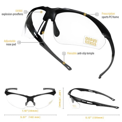 YIFAN Z87 Anti fog scratch shooting safety Pickleball glasses for men and women with Black frame |Wrap-Around | 100% UV Shielding| Eye Protection with adjustable Arms | Protective Eyewear