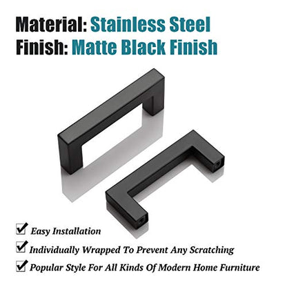 KNOBWELL 6 Pack 3 inch Kitchen Cabinet Pulls and Handles Matte Black, Bathroom Kitchen Cupboard Door Handles, 3" Hole to Hole Distance, Matte Black - color: Matte Black, size: Hole Center:3 Inch(76mm)