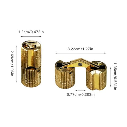 10Pcs Brass Barrel Hinges, Invisible Cabinet Furniture Hinges with 180 Degree Opening Angle, Hidden Box Hinges for DIY Jewelry Box Hand Craft (M12x27mm) - color: M12x27mm