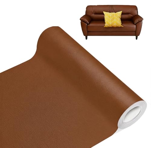 Leather Repair Patch 24x54 Inch, Self Adhesive Leather Repair Tape, Large Vinyl Repair Kit for Sofa Couch Furniture Car Seats, Strong Adhesion Waterproof Scratch Resistant Easy Cut (Brown) - color: Brown