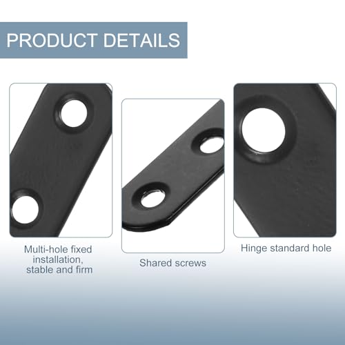 uxcell 4 Set Flat Repair Plates, 0.63 x 2.2 Inch Stainless Steel Flat Straight Brace Bracket Mending Joining Plates with Screws for Fixing Wooden Furniture Corner, Black - size: 0.63 x 2.2 Inch