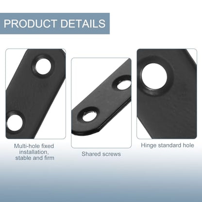 uxcell 4 Set Flat Repair Plates, 0.63 x 2.2 Inch Stainless Steel Flat Straight Brace Bracket Mending Joining Plates with Screws for Fixing Wooden Furniture Corner, Black - size: 0.63 x 2.2 Inch