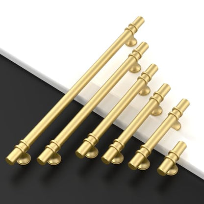 Asidrama 10 Pack 5 Inch(128mm) Brushed Gold Kitchen Cabinet Handles, Cabinet Pulls Kitchen Cabinet Hardware Cupboard Handles Drawer Pulls - color: Brushed Gold, size: 5" Hole Center, style: 10 Pack