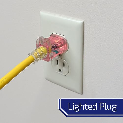 OdorStop OSEC10100 Extension Cords with Blue LED Lights on Both Ends, 10/3 SJTW, 100-ft - size: 10/3, 100 ft