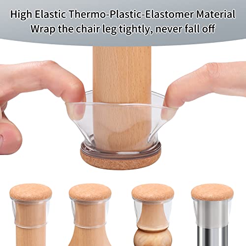 Ezprotekt 24 Pcs Extra Large Chair Leg Protectors with Felt, Round Chair Leg Caps, Floor Protectors for Chairs, Felt Furniture Pads Covers, Bar Stools Leg Protectors Cups (XL Fit: 1.4"-1.65", Clear) - size: XL-Round