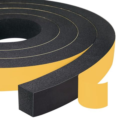 Yotache High Density Adhesive Foam Tape 2 Rolls 1" Wide X 3/4" Thick, Weather Stripping Gasket Seal, Shockproof, Furniture Protective, 13 Ft Length (2 x 6.5Ft Each) - size: 1"x3/4"x13 FT