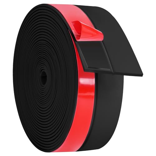 ToLanbbt Weather Stripping Silicone Door Seal Strip 2 in x 40 ft Door Draft Stopper Self Adhesive Door Draft Tape, Side & Bottom Gaps Insulation Strip for Glass Shower Door Sliding Door Window, Black - color: Black, size: 2IN x 40FT