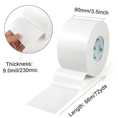 BOMEI PACK White Sticky Duct Tape Heavy Duty Strong Industrial Color Duct Tape 3.6inch x 72yds for Packing and Repairing 1 Pack - color: White