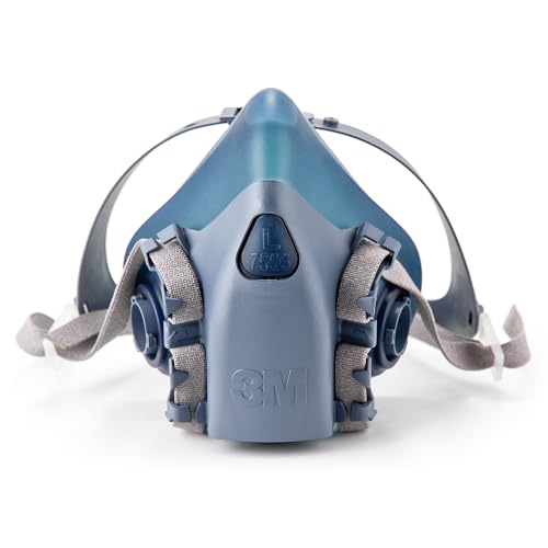 3M Reusable Respirator Half Facepiece 7502, NIOSH, 3M Cool Flow Valve, Dual Airline Supplied Air Compatible, Integrated Dropdown Suspension, Bayonet Connections, For Chemical Handling, Painting, Med - size: Medium