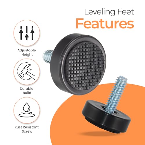 NEWBYTEK 1/4-20 Adjustable Furniture Leveler, 12 Pack Rubber Leveling Feet Screws in Threaded, Feet Levelers Screw On Furniture Glide Leveling for Table, Chair, Furniture Legs - size: 1/4"-20 | Replacement Only (No Nut)