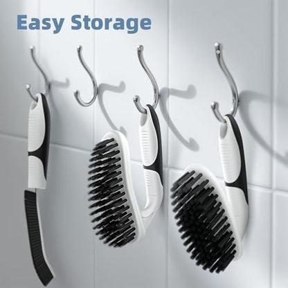 Cleangor Scrub Brush Set, Heavy Duty Scrub Brushes Crevice Cleaning Brush with Stiff Bristles, 3 Different Brushes Included for Household Use, Grout, Tile, Bathroom, Kitchen, Bathtub, Floor