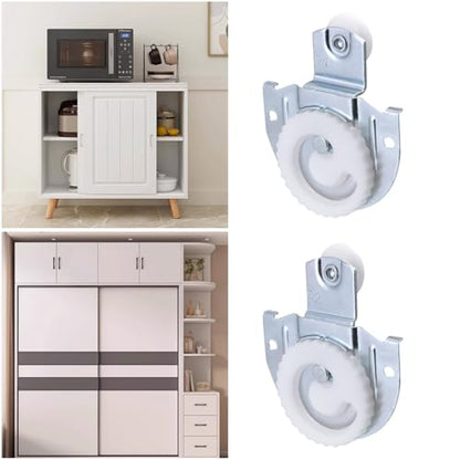 6-Piece Sliding Closet Door Roller Set, Upgraded Bearing Top Roller Kit with Adjustable Screws and Hooks Hardware Replacement for Smooth Sliding Wardrobe/Closet/Cabinet Doors