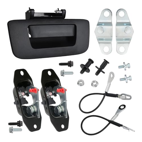 APPERFiT Tailgate Hardware Rebuild Kit for Truck Bed Door Compatible with 2007-2014 Chevrolet Chevy Silverado/GMC Sierra Tailgate Parts Tail Gate Handle Latch Hinge Cable Striker Bolt Set - style: 2007-2014 w/o lock