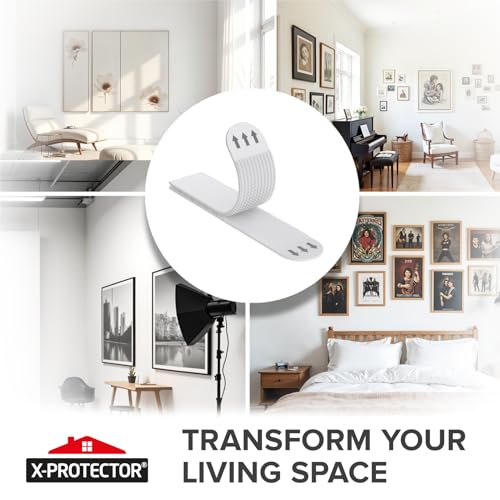 X-Protector Picture Hanging Strips - 20 Pairs Damage Free Picture Hangers - Self Adhesive Hangers Without Nails - Heavy Duty Wall Hanging Strips - Wall Sticky for Hanging Up to 20 LBS (Size L) - size: L