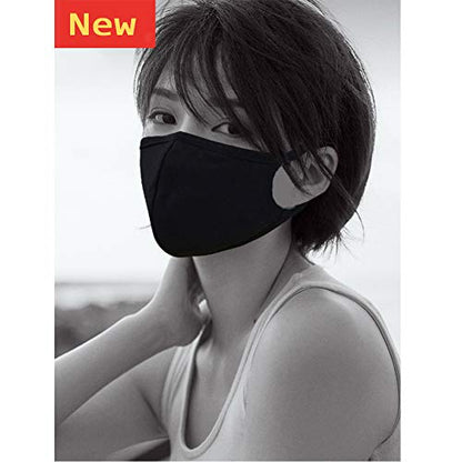 Pack 3 Black Cloth Dust Mouth Mask - 3 Layers All Cotton - Reusable Washable Comfy Breathable Material - style: 3 Layers 100% Cotton