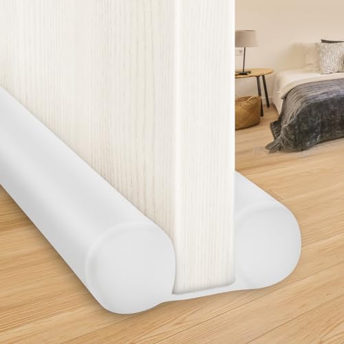 MAXTID Large Door Draft Stopper 30 Inch for Small Size Bedroom Door Fits 0.5 to 1.7" Gaps White Under Door Draft Blocker Doors Seal Gap Draft Guard for Bottom of Doors - color: White, size: 30"