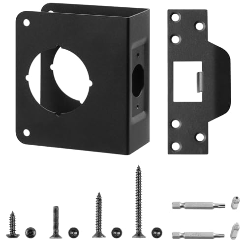 Black U 9553 Stainless Steel Lock and Door Reinforcement Plate for 1-3/4" Thick Doors and Includes an Door Strike Plate Kit. - color: Black