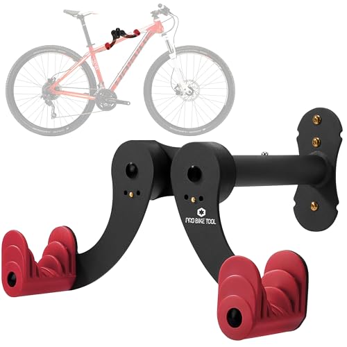 PRO BIKE TOOL Bike Wall Mount - Horizontal Indoor Bike Rack for 1 Bicycle - Bike Rack for Garage - Safe and Secure Bike Hook for Road, Mountain or Hybrid Bikes - Bike Hanger, Bicycle Storage - color: Red