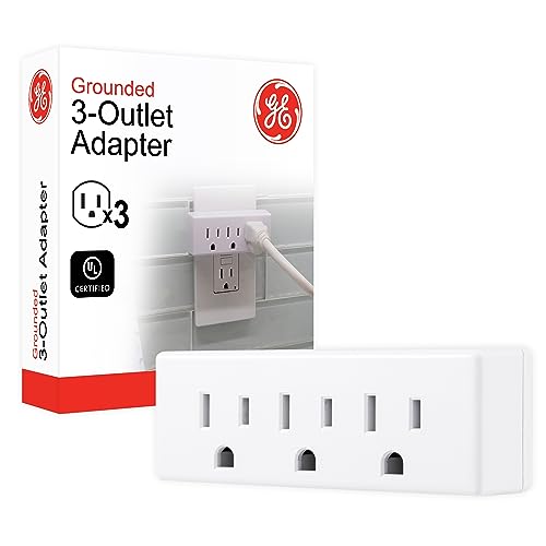 GE 3-Outlet Extender Wall Tap, Grounded Adapter Plug, Indoor Rated, 3-Prong, Perfect for Travel, UL Listed, White, 52203 - color: White, size: 1 Pack