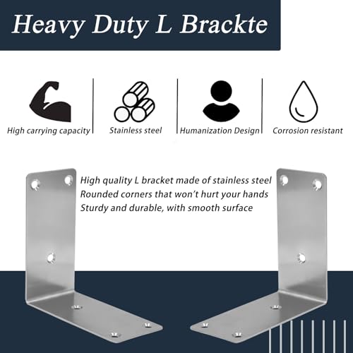 30PCS 304 Stainless Steel Corner Brace for Wood, Heavy Duty Long L Brackets, L Lock Mounting Bracket for Repairing and Reinforcing Wood Cabinets Furniture,（Silver,5X1X1IN - size: 5X1X1IN