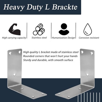 30PCS 304 Stainless Steel Corner Brace for Wood, Heavy Duty Long L Brackets, L Lock Mounting Bracket for Repairing and Reinforcing Wood Cabinets Furniture,（Silver,5X1X1IN - size: 5X1X1IN