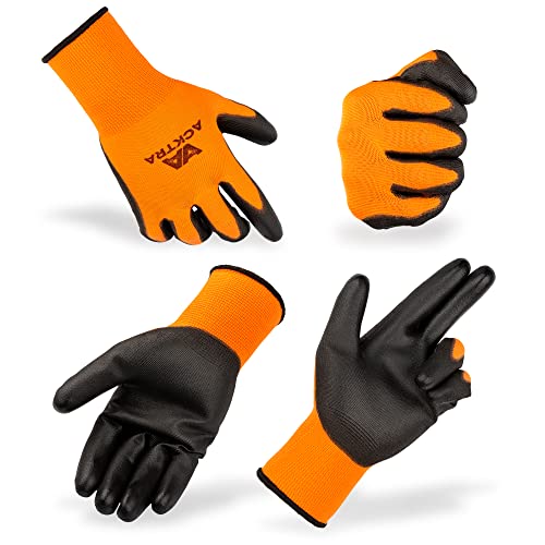 ACKTRA Ultra-Thin PU Safety WORK GLOVES 12 Pairs, WG002 Black/Black, Small - color: Black/Black, size: Small (Pack of 12)