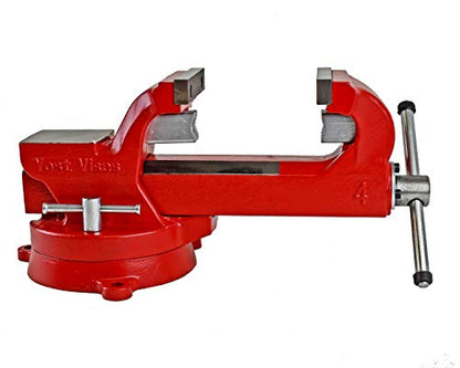 Yost Vises ADI-4 Heavy Duty Vise | 130,000 PSI Tensile Strength Austempered Ductile Iron Bench Vise | 4 Inch Jaw Width with a 360 Degrees Interlocking Swivel Base and 2 Lockdowns | Red - size: 4 Inches