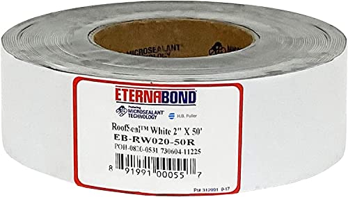 EternaBond RoofSeal White 2" x50' MicroSealant UV Stable RV Roof Seal Repair Tape | 35 mil Total Thickness - EB-RW020-50R - One-Step Durable, Waterproof and Airtight Sealant - color: White, size: 2" x 50'