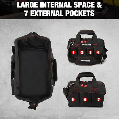 Workpro 12-inch Close Top Wide Mouth Storage Tool Bag, W081020A - size: 12"