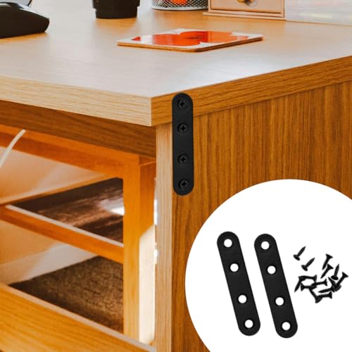 12 Pcs Black Straight Brace, Flat Straight Bracket with Screws, 2.99 x 0.63 Inch Repair Bracket, for Tables, Cabinets, Bookshelves - color: Black