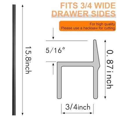 Leinuosen 6 Pcs File Cabinet Rails PVC Hanging Black Document Cabinet Rails for Drawer Sides Letter Size Office File Drawer Holder Organizer Storage, 15.8 Inches Long(3/4 Inch Wide) - size: 3/4 Inch Wide