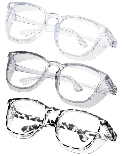 Stylish Safety Glasses Goggles for Women Girls Anti-fog Glasses Protective Eyewear Clear Glasses - color: 3 Pack: New-toise+clear+gray