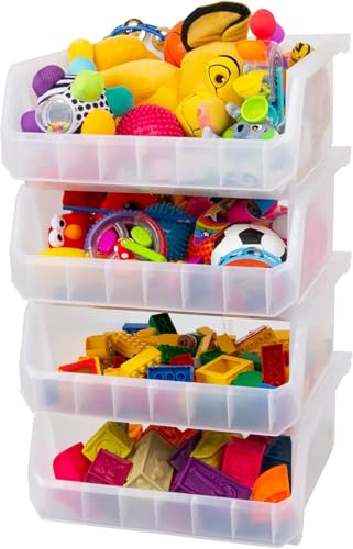 ReadySpace Extra Large Plastic Storage Bins, Stackable Organizer Containers for Closet Pantry Shelf Garage and Office Organization, Clear, 4 Pack - color: Clear, size: Extra Large, 4-pack