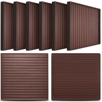 CalPalmy Non-Slip Furniture Pads - Set of 8 Brown 5x5 Square Rubber Anti-Skid Caster Cups for Couch, Chair, Bed, and Furniture Legs - Durable Floor Grip Coasters to Prevent Sliding - size: 5" x 5"