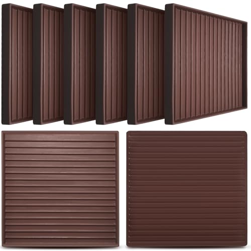 CalPalmy Non-Slip Furniture Pads - Set of 8 Brown 5x5 Square Rubber Anti-Skid Caster Cups for Couch, Chair, Bed, and Furniture Legs - Durable Floor Grip Coasters to Prevent Sliding - size: 5" x 5"
