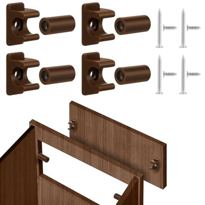 Juexica False Cabinet Front Clip False Drawer Front Clips Sink Tip Out Snap with Screws Screwdrivers for Hardware Replacements(Dark Brown,4 Pairs) - color: Dark Brown