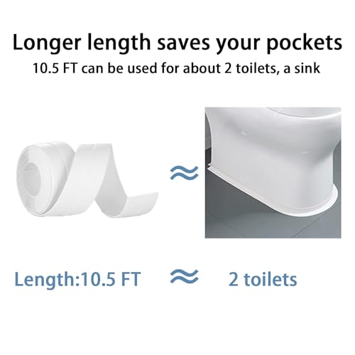 Caulk Tape Self Adhesive, 1 Rolls Waterproof Caulk Strip, Toilet Sealer Around Toilet Base, Traditional Caulking Replacement, Caulking Tape for Bathroom, Bathtub, Floor Wall Edge Protector (1)