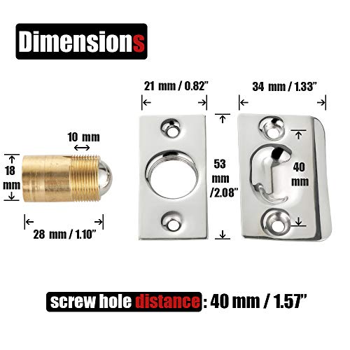 JQK Closet Ball Catch Door Hardware, Stainless Steel Catch Adjustable with Strike Plate, Chrome Finish 4 Pack, HBC100-CH-P4 - color: Chrome, size: 4 Pack