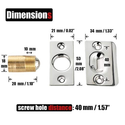 JQK Closet Ball Catch Door Hardware, Stainless Steel Catch Adjustable with Strike Plate, Chrome Finish 4 Pack, HBC100-CH-P4 - color: Chrome, size: 4 Pack