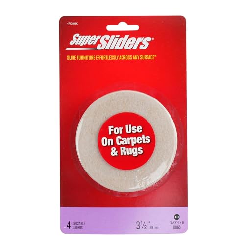 Super Sliders 3 1/2" Round Reusable Furniture Sliders or Movers for Hardwood to Move Mid-Sized Items, Beige (4 Pack) - size: 3-1/2 Inch