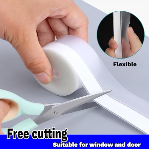 Silicone Weather Stripping Seal Door Tape 16.5 Feet Strip Bottom Draft Insulation Stopper Weatherproof Soundproof for Door Frame or Window Bathroom Shower Glass Gaps - size: 45mm*16.5 Ft