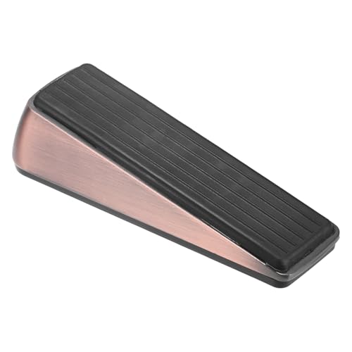 M METERXITY Door Stoppers, 1.3 Inch/32mm Tall Zinc and Rubber Door Stop for Bottom of Any Heavy Door/Any Floor, Door Wedge with Non-Skid Rubber Base Grip [Red Bronze] - color: Red Bronze