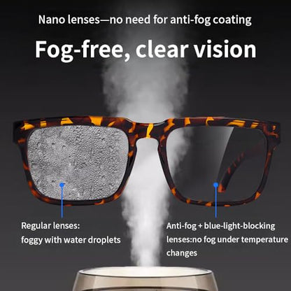 Z87 High-Visibility Construction Anti-Fog Photochromic UV400 Blue Light Blocking Impact Resistant Safety Glasses - color: Leopard