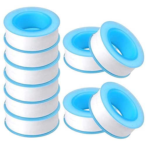 10PCS PTFE Thread Seal Tape for Water Pipe Plumbing Fittings, White 0.0075cm Thick Waterproof Leak Proof Sealing Tape