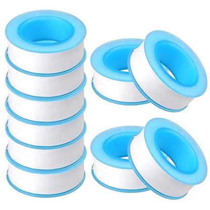 10PCS PTFE Thread Seal Tape for Water Pipe Plumbing Fittings, White 0.0075cm Thick Waterproof Leak Proof Sealing Tape